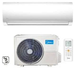 Midea Blanc: vnútorná jednotka, diaľkový ovládač a vonkajšia jednotka