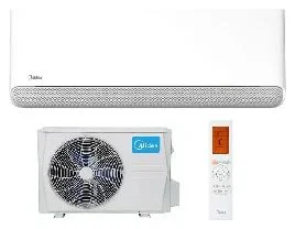 Midea Breezeless E: vnútorná jednotka, diaľkový ovládač a vonkajšia jednotka